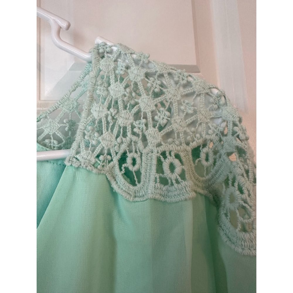 Charming Charlie Short Sleeve Mint Flowy Short Dress - Picture 4 of 6